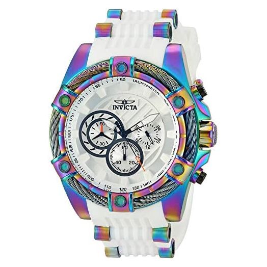 Invicta Men's Bolt Stainless Steel Quartz Watch with Silicone Strap, White, 26.4 (Model: 25530)