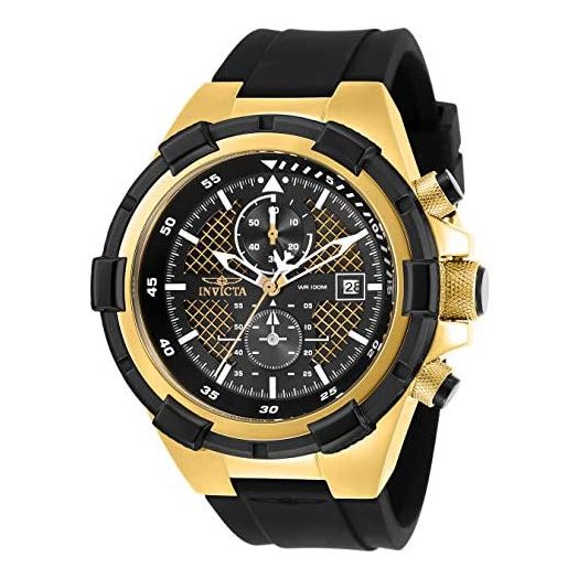 Invicta Men's Aviator Stainless Steel Quartz Watch with Silicone Strap, Black, 26 (Model: 28100)