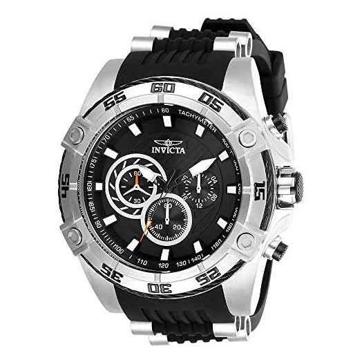 Invicta Men's Speedway Stainless Steel Quartz Watch with Silicone Strap, Black, 26 (Model: 28227)
