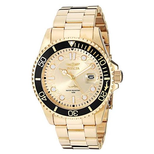 Invicta Men's Pro Diver Quartz Watch with Stainless Steel Strap, Gold, 22 (Model: 30025)