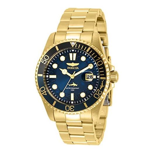 Invicta Pro Diver Men 43mm Stainless Steel Gold Blue dial Quartz, 30810
