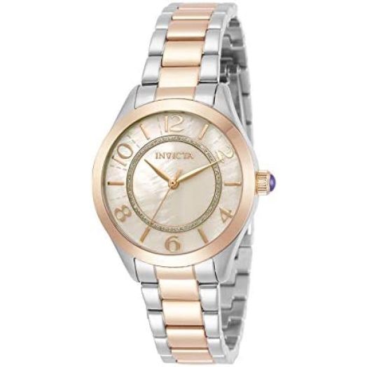 Invicta Women's Angel Quartz Watch with Stainless Steel Strap, Two Tone Rose Gold, 16 (Model: 31109)