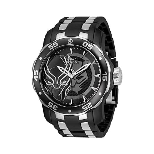 Invicta Marvel Men's 48mm Pro Diver Scuba Black Panther Black Silver Two Tone Limited Edition Quartz Stainless Steel Bracelet Watch