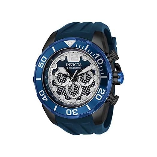 Invicta Men's 50mm Pro Diver Blue Silicone Strap Quartz Chronograph Silver Dial Model (33824)…