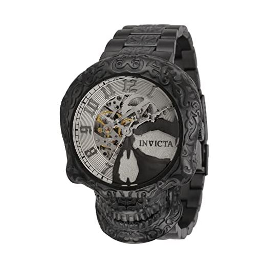 Invicta Artist Collection Skull Case 50mm Grey/Black Stainless Steel Watch 33967