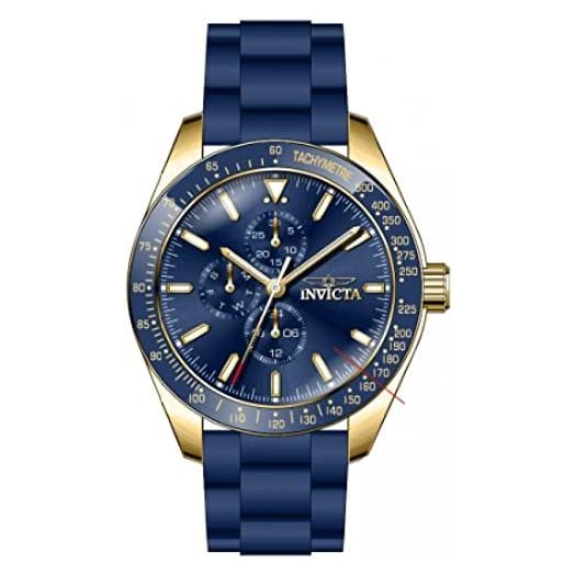 Invicta Men's Aviator 38403 Gold/Blue Tone 45MM Case Day-Date 100M WR Tachymeter Watch