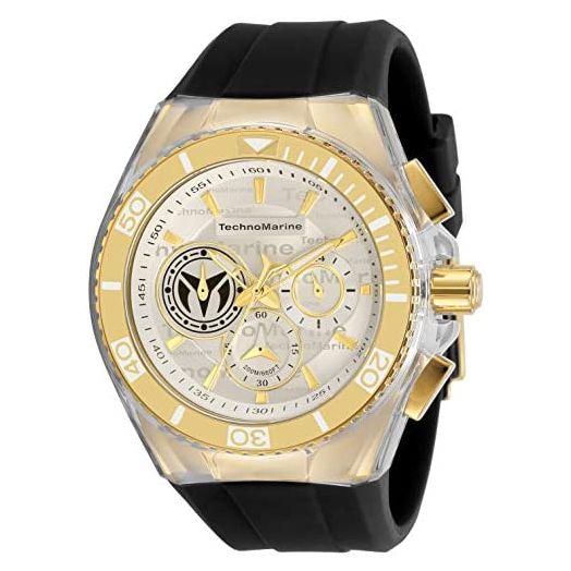 Technomarine Men's Cruise California Stainless Steel Quartz Watch with Silicone Strap, Black, 29.1 (Model: TM-118128)