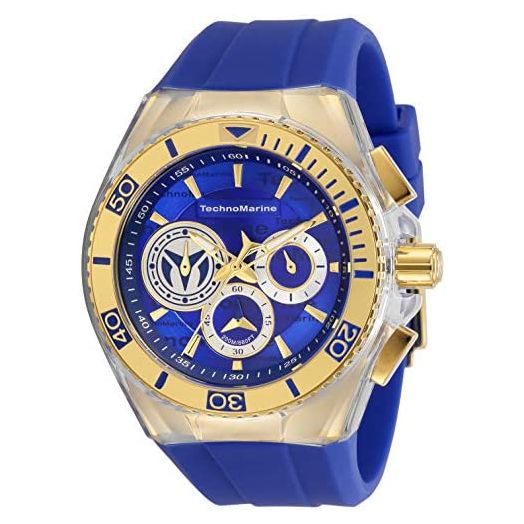 Technomarine Men's Cruise California Stainless Steel Quartz Watch with Silicone Strap, Blue, 29.1 (Model: TM-118125)