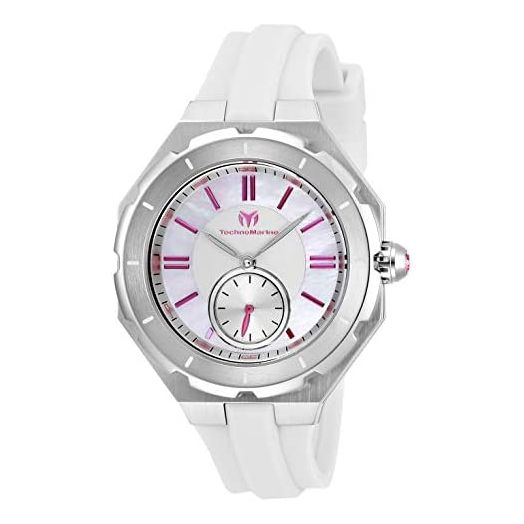 Technomarine Women's Cruise Stainless Steel Quartz Watch with Silicone Strap, White, 17 (Model: TM-118004)