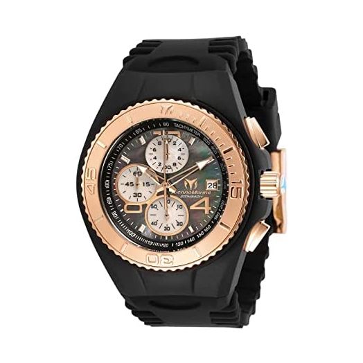 Technomarine Men's Cruise Stainless Steel Quartz Watch with Silicone Strap, Black, 28 (Model: TM-115350)