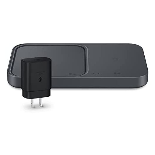 SAMSUNG 15W Wireless Charger Duo w/ USB C Cable, Charge 2 Devices at Once, Cordless Super Fast Charging Pad for Galaxy Phones and Devices, 2022, US Version, Black