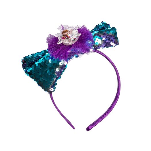 Frozen Anna and Elsa Purple and Blue Sequin Bow Headband