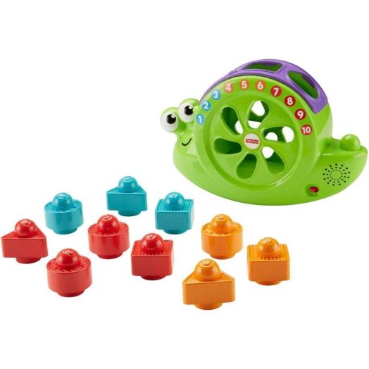 Fisher-Price Rock 'n Sort Snail Pail, 10 Colorful Blocks