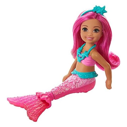 Barbie Dreamtopia Chelsea Mermaid Doll, 6.5-inch with Pink Hair and Tail, Multicolor