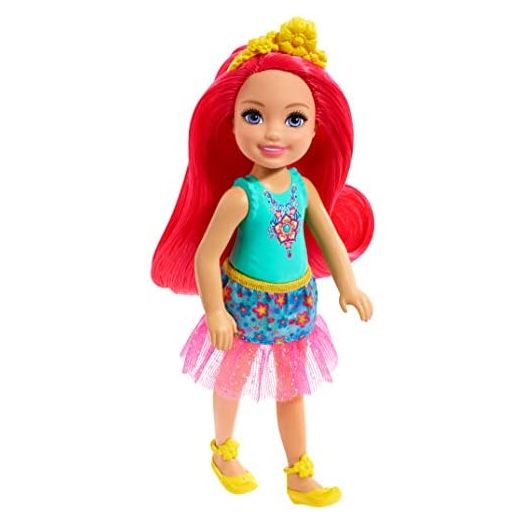 Barbie Dreamtopia Chelsea Sprite Doll, 7-inch, with Pink Hair Wearing Fashion and Accessories, Multi (GJJ97)