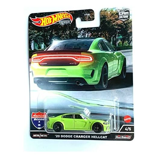 DieCast Hot Wheels 20 Dodge Charger Hellcat (Lime Green), Car Culture American Scene 4/5 (1:64 Scale) GHG66
