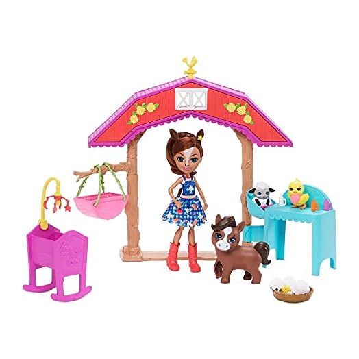 Enchantimals Barnyard Nursery Playset with Haydie Horse Doll (6-inch), Trotter Horse, 3 Additional Animal Figures, and 10+ Accessories, Great for 3-8 Year Olds