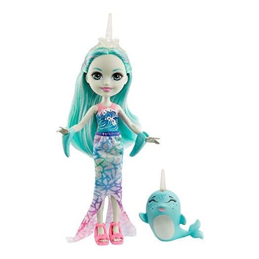 Mattel Enchantimals Naddie Narwhal Small Doll (6-in) & Sword Animal Friend Figure, 6-inch Small Doll with Mermaid Skirt, Fins, and Shoes, Great Gift for 3 to 8 Year Olds
