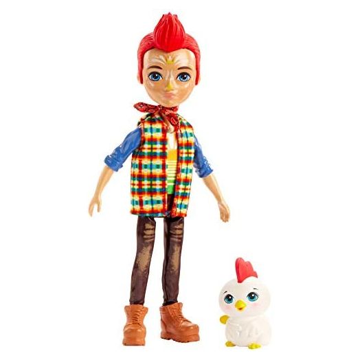 Mattel Enchantimals Redward Rooster Doll & Cluck Animal Friend Figure, 6-inch Small Doll with Bandana, t-Shirt, Jeans, and Shoes, Great Gift for 3 to 8 Year Olds