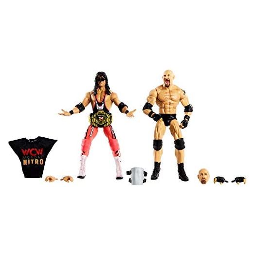 WWE Goldberg vs Bret Hit Man Hart Elite Collection 2-PackAction Figures Each with 2 Extra Sets of Swappable Hands and Superstar-Specific Accessories