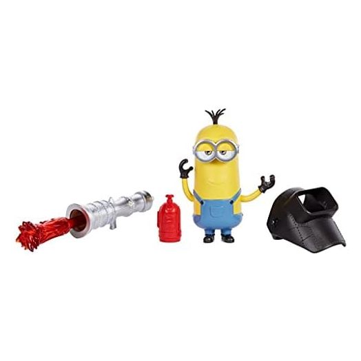 Minions toys Rise of Gru Kevin Action Figure Approx 4-in with Button Activated Flamethrower & Construction Accessories, Gift for Kids Ages 4 Years & Older