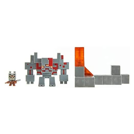 Minecraft Dungeons Mini Battle Box, with Exclusive Redstone Monstrosity, Valorie Character and Lava Set Piece, Action and Adventure Toy Based on Video Game, Gift for Kids Age 6 and Older