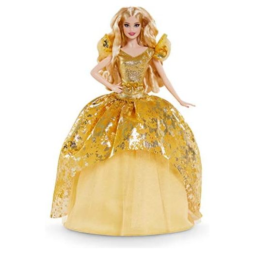 Barbie Signature 2020 Holiday Barbie Doll (12-inch Blonde Long Hair) in Golden Gown, with Doll Stand and Certificate of Authenticity, Gift for 6 Year Olds and Up