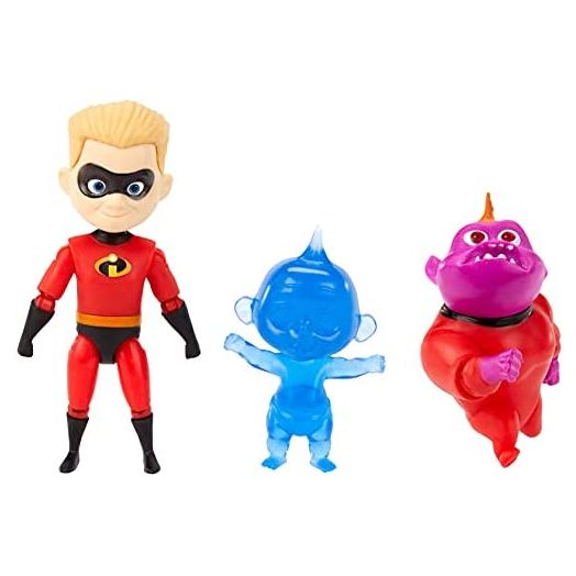 Disney and Pixar The Incredibles Dash Action Figure 3.5-in with 2 Jack-Jack Figures 2.2-in and 2.4-in, Movie Character Toys Highly Posable with Authentic Design, Kids Gift for Ages 3 Years Old & Up