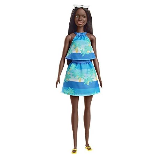 Barbie Loves The Ocean Beach-Themed Doll (11.5-inch Brunette), Made from Recycled Plastics, Wearing Fashion & Accessories, Gift for 3 to 7 Year Olds