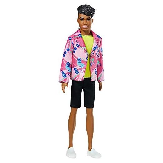 Barbie Ken 60th Anniversary Doll 3 in Throwback Rocker Look with Neon Top, Shorts & Shoes for Kids 3 to 8 Years Old