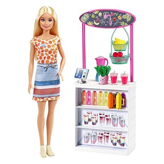 Barbie GRN75 Smoothie Bar Playset with Blonde Doll, Smoothie Bar & 10 Accessories, Multicolor, 30.5 cm*5.8 cm*12.7 cm