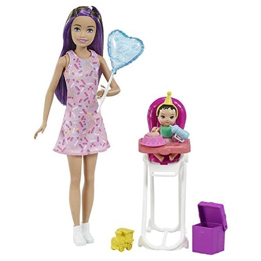 Barbie Skipper Babysitters Inc. Dolls & Playset with Babysitting Skipper Doll, Color-Change Baby Doll, High Chair & Party-Themed Accessories for Kids 3 to 7 Years Old