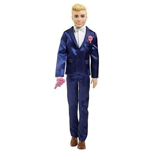 Barbie Fairytale Ken Groom Doll (Blonde 12-inch) Wearing Suit and Shoes, with 5 Accessories, Gift for 3 to 7 Year Olds , Blue