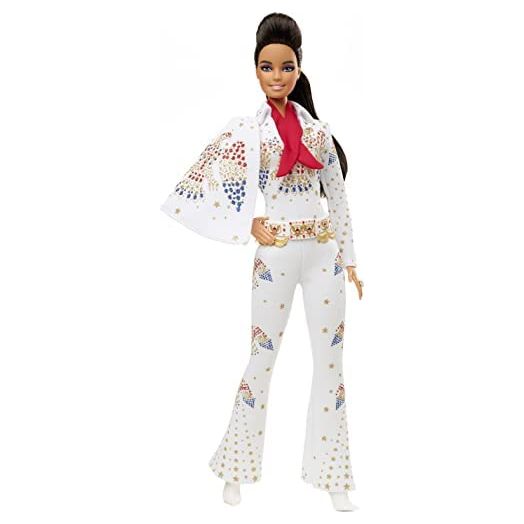 Barbie Signature Elvis Presley Barbie Doll (12-in) With Pompadour Hairstyle, Wearing “American Eagle” Jumpsuit, Gift for Collectors