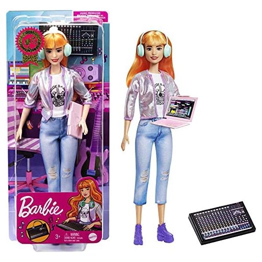 Barbie Career of The Year Music Producer Doll (12-in), Colorful Orange Hair, Trendy Tee, Jacket & Jeans Plus Sound Mixing Board, Computer & Headphone Accessories, Great Toy Gift