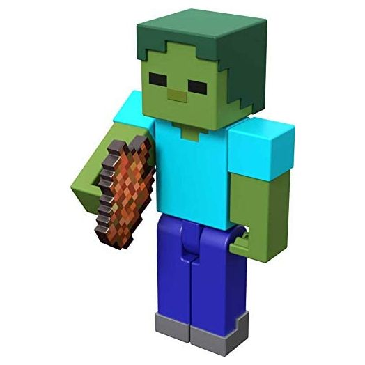 Minecraft Craft-A-Block Zombie Figure, Authentic Pixelated Video-Game Characters, Action Toy to Create, Explore and Survive, Collectible Gift for Fans Age 6 Years and Older