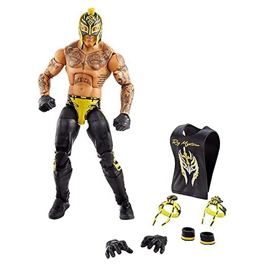 WWE MATTEL ?Top Picks Elite Rey Mysterio 6-inch Action Figure with Deluxe Articulation for Pose and Play, Life-like Detail, Authentic Ring Gear & Accessory,Multi,GVC01