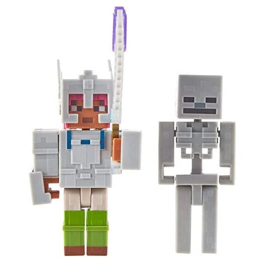 Mattel Minecraft Dungeons 3.25-in Figures 2-Pk Battle Figures, Adriene and Skeleton with Battle Accessories Age 6 and Older