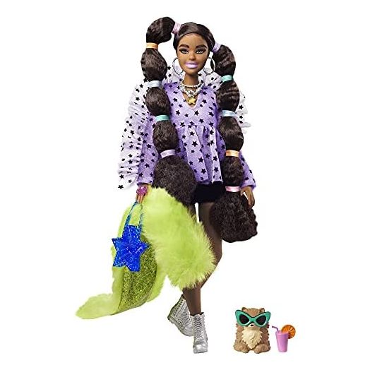 Barbie Extra Doll #7 in Top, Shorts & Furry Shrug with Pet Pomeranian