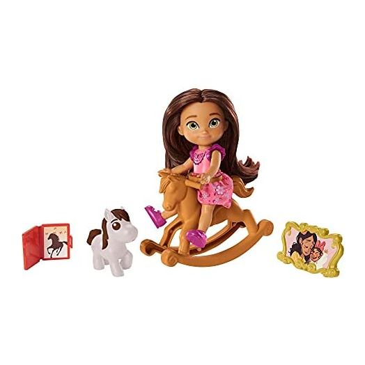 Mattel Spirit Untamed Young Lucky Doll (Approx. 4-in), 5 Movable Joints & Story Accessories: Rocking Horse, Small Horse & More, Great Gift for Ages 3 Years Old & Up