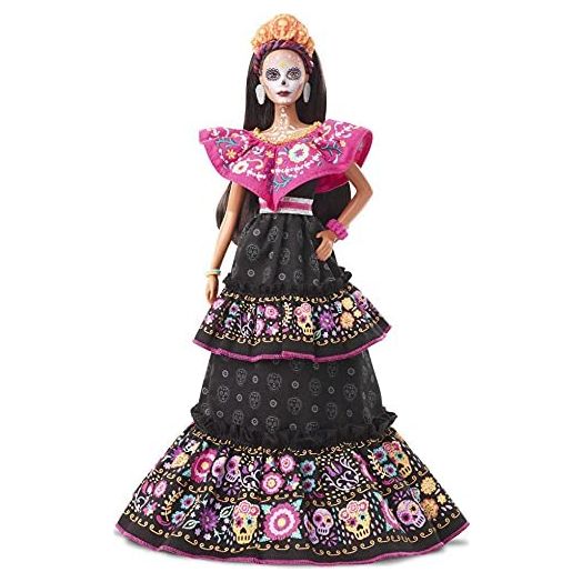 Barbie 2021 Dia De Muertos Doll (11.5-in) Wearing Traditional Embroidered Dress, Flower Crown & Calavera Face Paint, Gift for Collectors