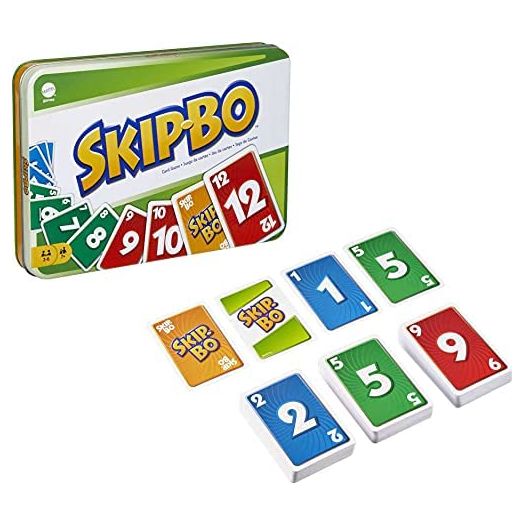Mattel Games ?Skip Bo Card Game in Decorative Tin with 162 Cards, Sequencing Family Game for 2 to 6 Players, Kids