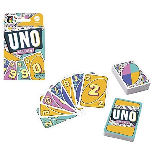 UNO Iconic Series 1990s Matching Card Game Featuring Decade-Themed Design, 112 Cards for Collectors, Teen & Adult Game Night, Ages 7 Years & Older