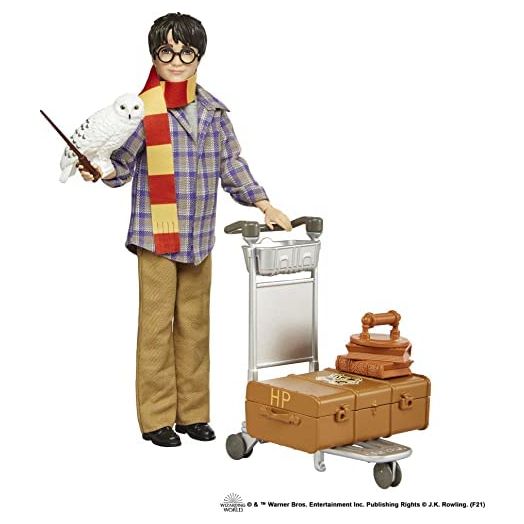Harry Potter Collectible Platform 9 3/4 Doll (10-inch), Posable, Wearing Travel Fashion, with Hedwig, Luggage & Accessories, Gift for Collectors and Kids 6 Years Old and Up