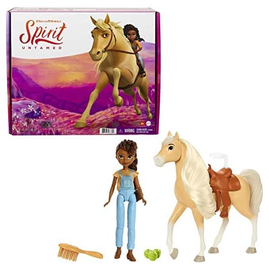 Spirit Untamed PRU Doll (7-in) & Chica Linda Horse (8-in) with Long Mane, Saddle, Brush, Apple Treat, Great Gift for Ages 3 Years Old & Up [Amazon Exclusive]