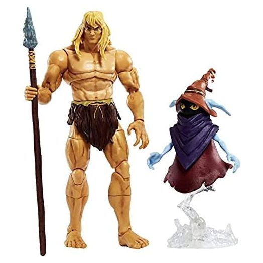 Masters of the Universe Masterverse Revelation Savage He-Man Action Figure with 30+ Articulated Joints, 3 Weapons, Harness & Orko Figure with ‘Floating’ Base, 7-inch Motu Collectible Gift