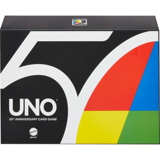 Mattel Games UNO Premium 50th Anniversary Edition Matching Card Game Featuring Commemorative Coin & 112 Cards, Night, Kids Collectors Gift Ages 7 Years Older.