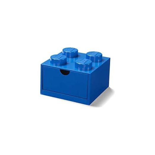 Room Copenhagen LEGO Storage Brick 4 Desk Drawer, 4-Stud Stackable Tabletop Storage Box, 6.2 x 6.2 x 4.4 In, Blue