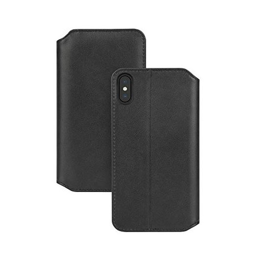 Moshi Overture for iPhone Xs Max Case 6.5-inch, Vegan Leather, Wallet Phone Cover for iPhone Xs Max, Charcoal Black