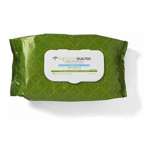 Medline FitRight Aloe Quilted Heavyweight Personal Cleansing Cloth Wipes, Unscented, Pack of 48, 8 x 12 inch Adult Large Incontinence Wipes